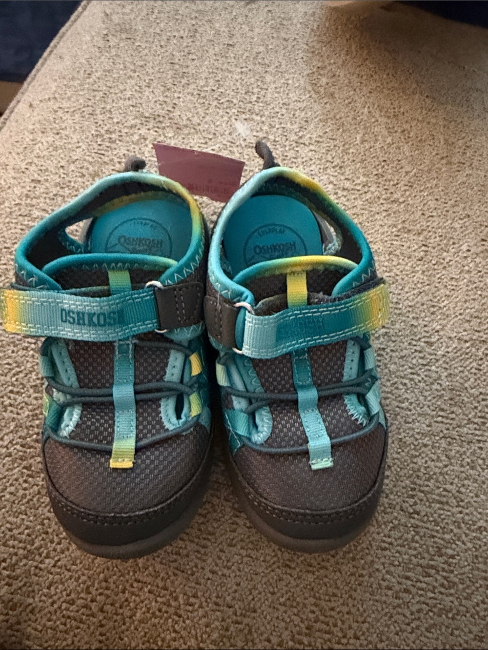 OshKosh B'gosh Teal, Yellow & Gray Kids' Hook-and-Loop Sneakers